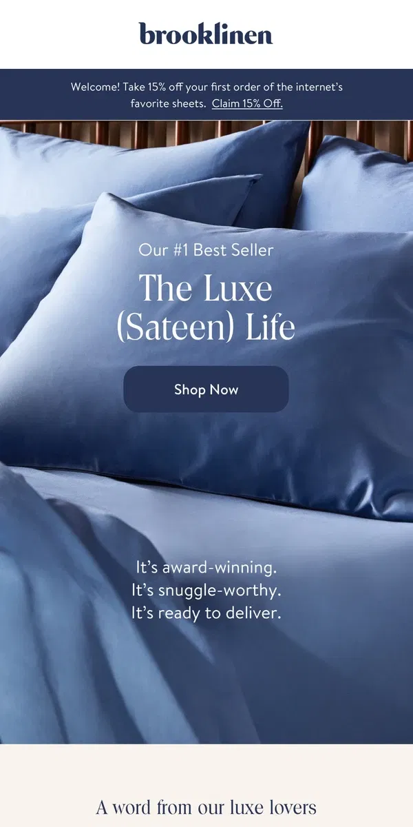 Email from Brooklinen. Why Everyone &lt;3's Luxe