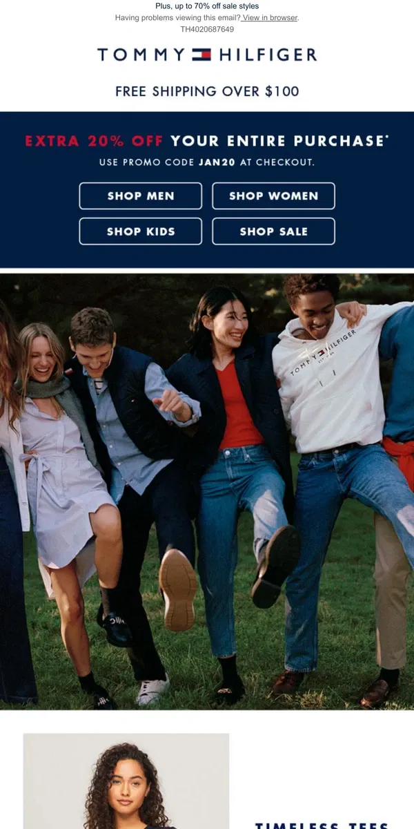 Email from Tommy Hilfiger. Get it now! Extra 20% off your purchase