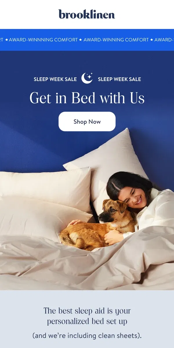 Email from Brooklinen. Rest Easy with Our Sleep Week Sale!