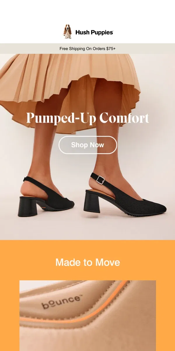 Email from Hush Puppies. Unbeatable Bounce Technology ❤️