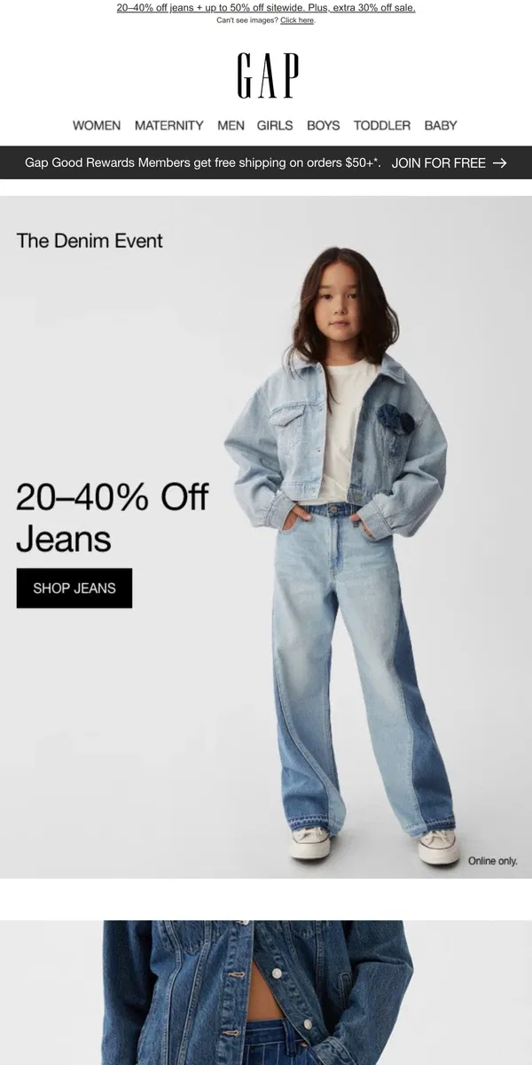 Email from GAP. LIVING IN LOOSE JEANS