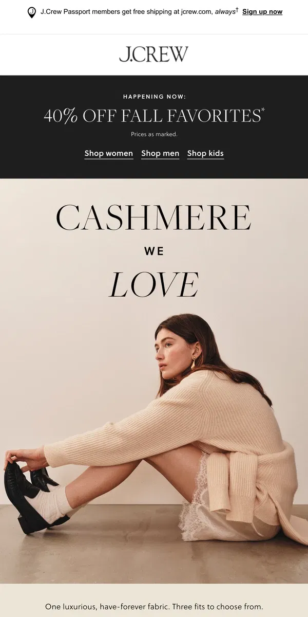 Email from J.Crew. Find your perfect cashmere sweater