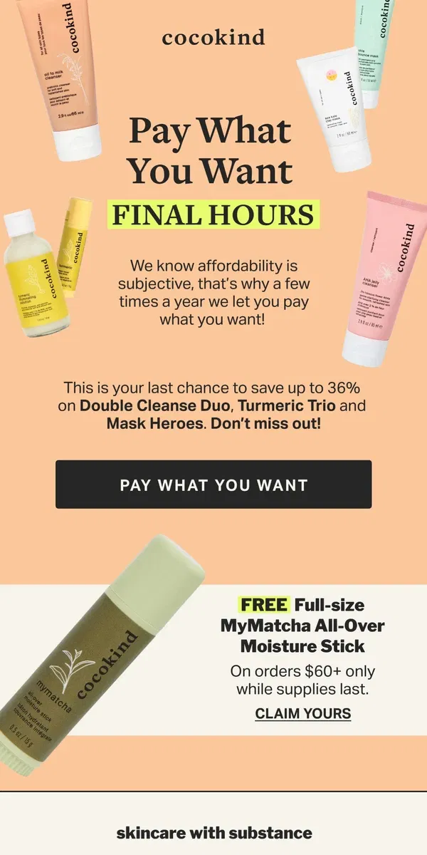 Email from cocokind. FINAL HOURS! Save up to 36% 🚨