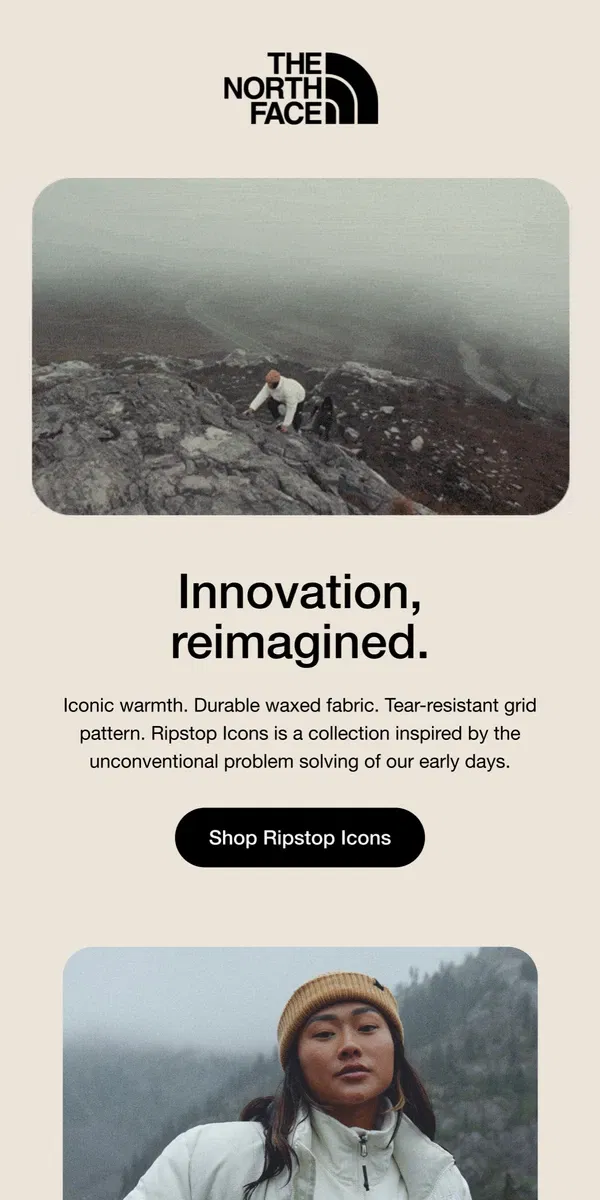 Email from The North Face. Introducing Ripstop Icons