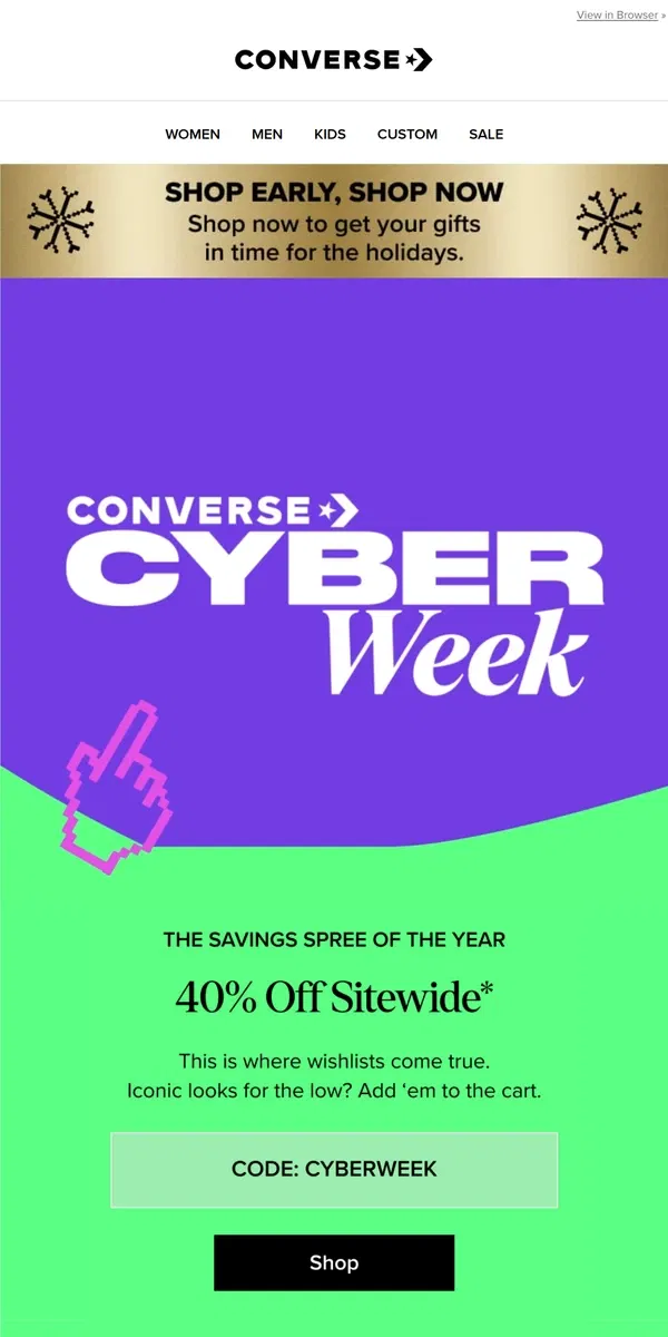 Email from Converse. Did someone say 40% OFF? 👀🙌🤩