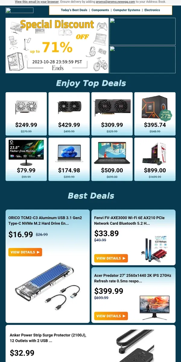 Email from Newegg. 💪 $395.74! AMD Ryzen 9 7900X 🔥