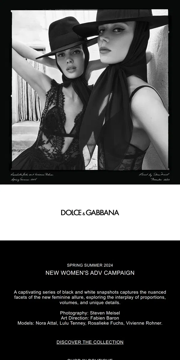 Email from Dolce & Gabbana. New Women's ADV Campaign