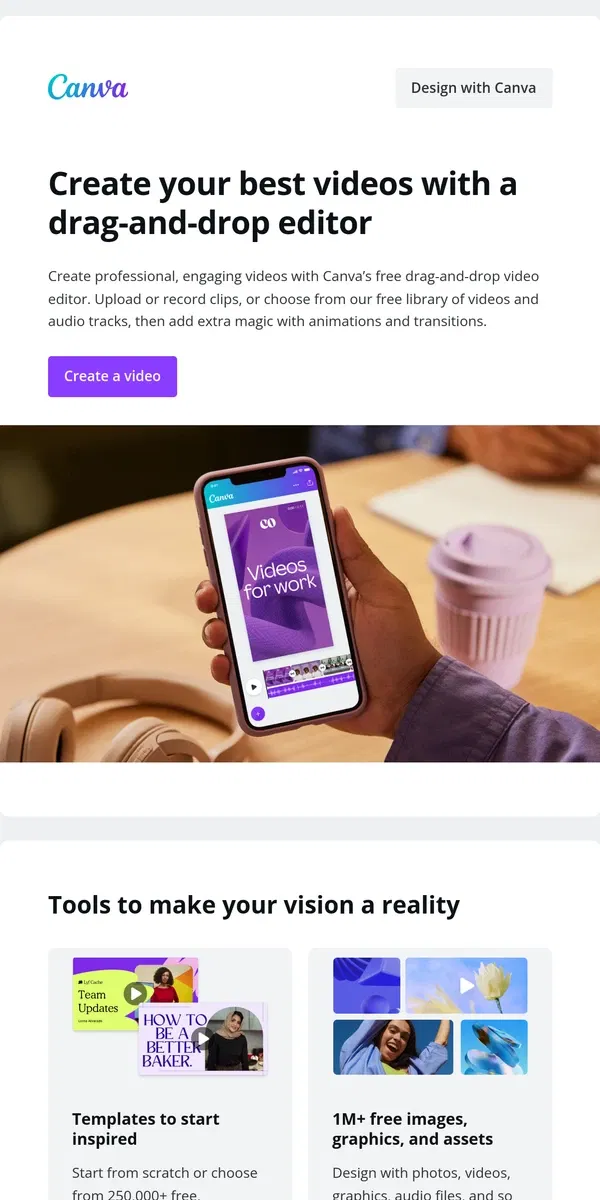 Email from Canva. Create amazing, high-quality videos