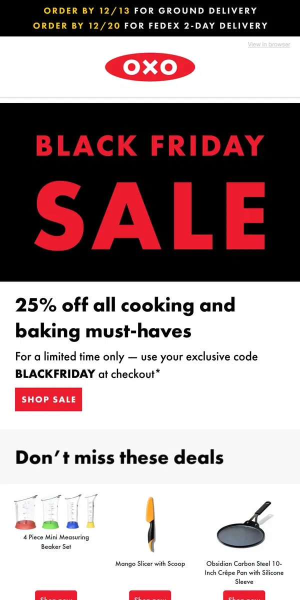 Email from OXO. 🔑 You've unlocked Black Friday early access!