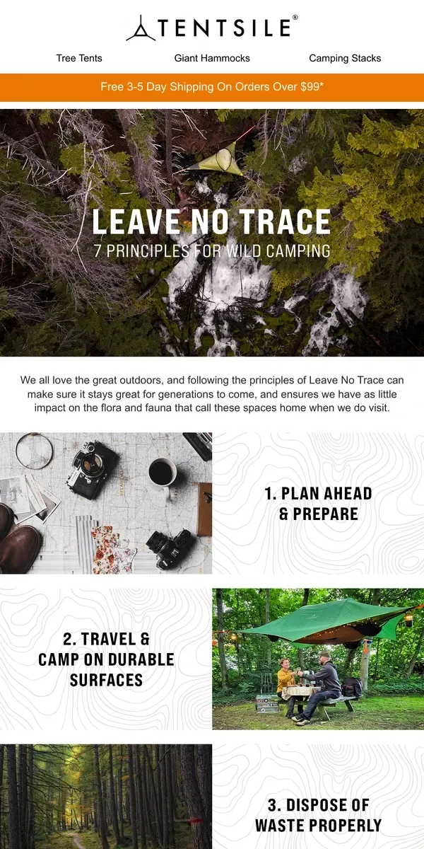 Email from Tentsile. How To Tread Softly In The Wild 🌲