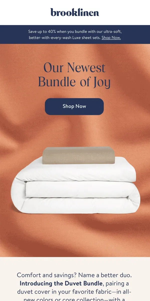 Email from Brooklinen. The Best Bedding Upgrade!