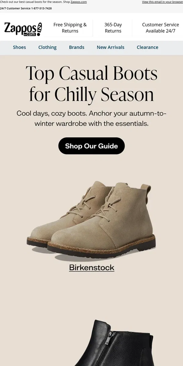 Email from Zappos. Guide to Boots: Warm Up Your Wardrobe! ❄️