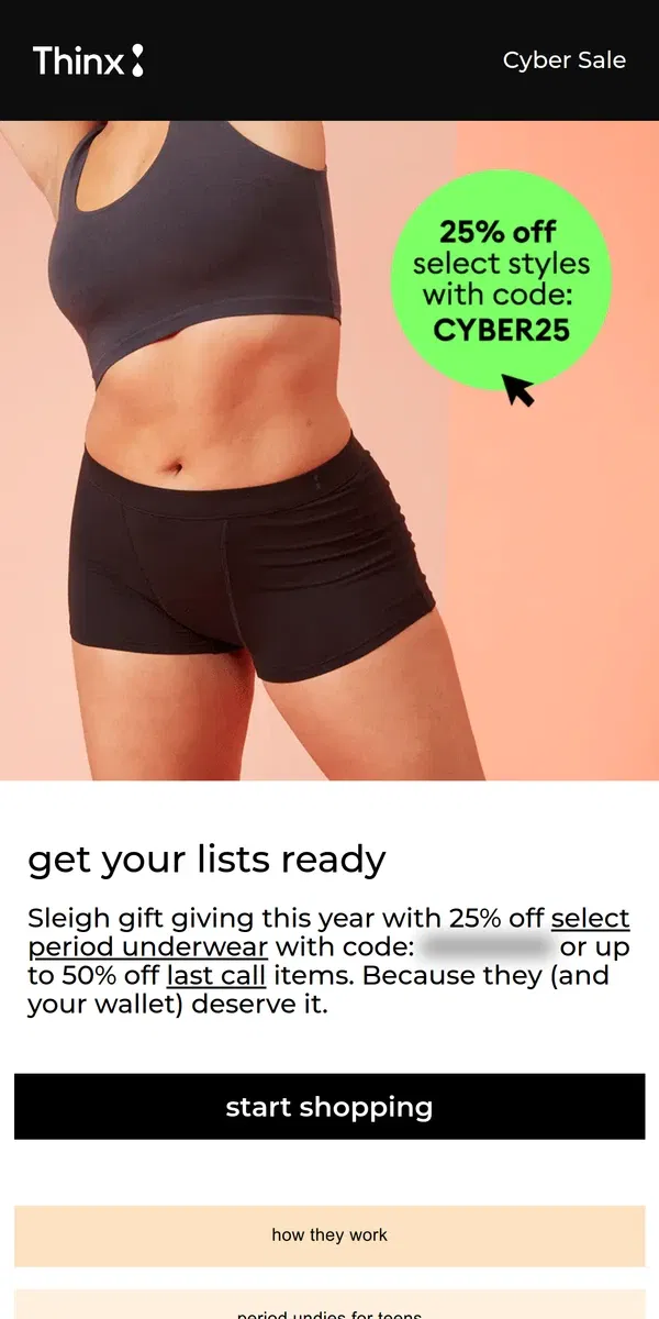 Email from Thinx. For whoever’s been good this year