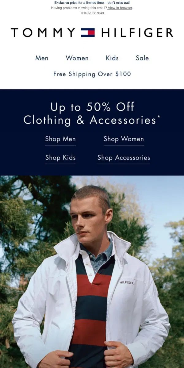 Email from Tommy Hilfiger. ENDS SOON: SALE on Regatta & Yacht Jackets