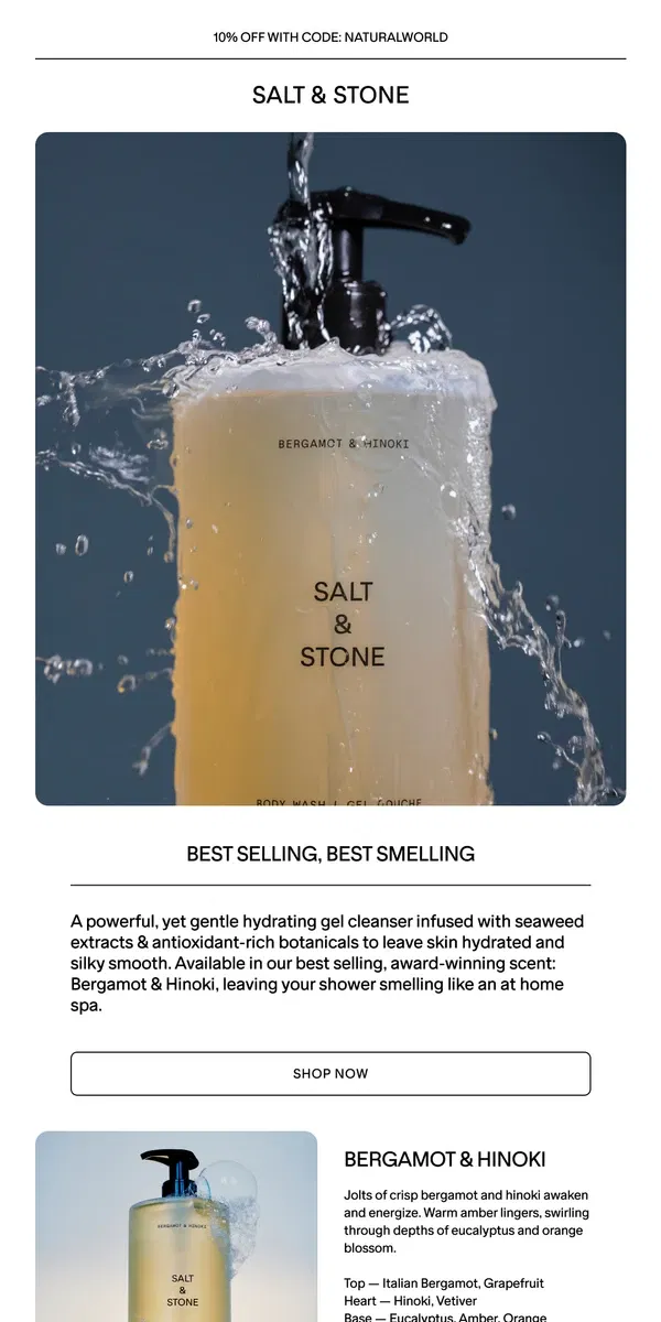 Email from SALT & STONE. Meet Our Best Selling Body Wash 🫧