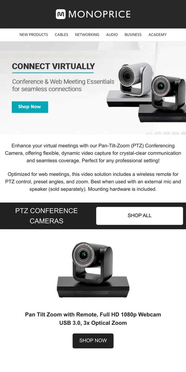 Email from Monoprice. More Than Just a Camera — A Game Changer for Meetings! ⚡