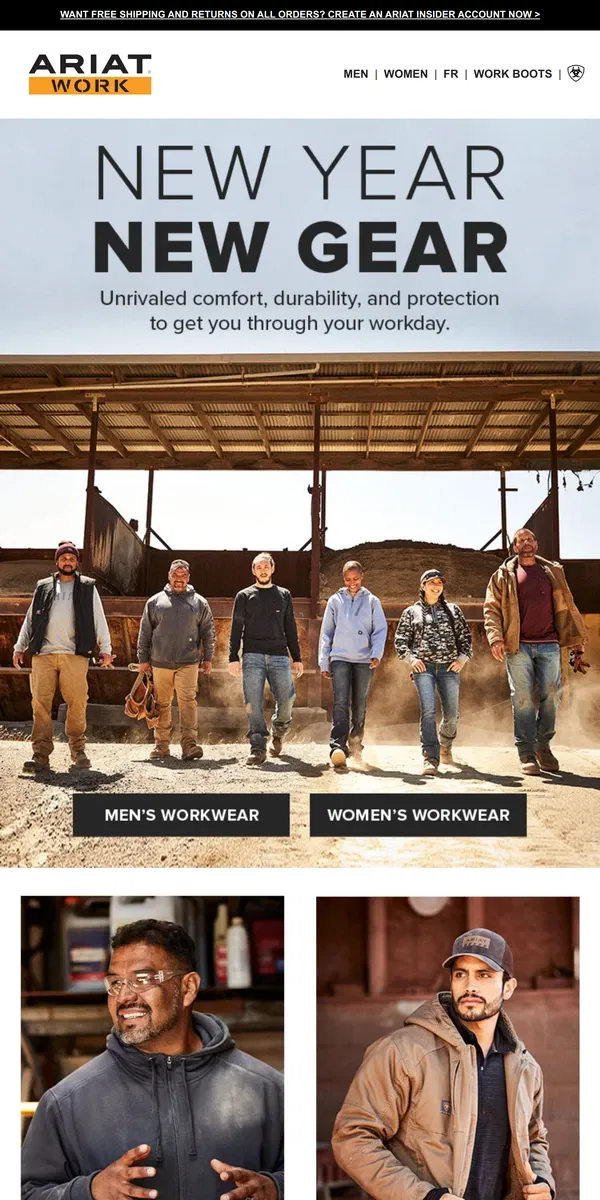 Email from Ariat. Work Gear That Won’t Quit