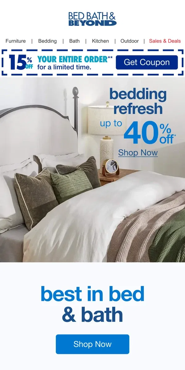 Email from Bed Bath & Beyond. Bed & Bath Savings for Relaxation & Rejuvenation 🧖 