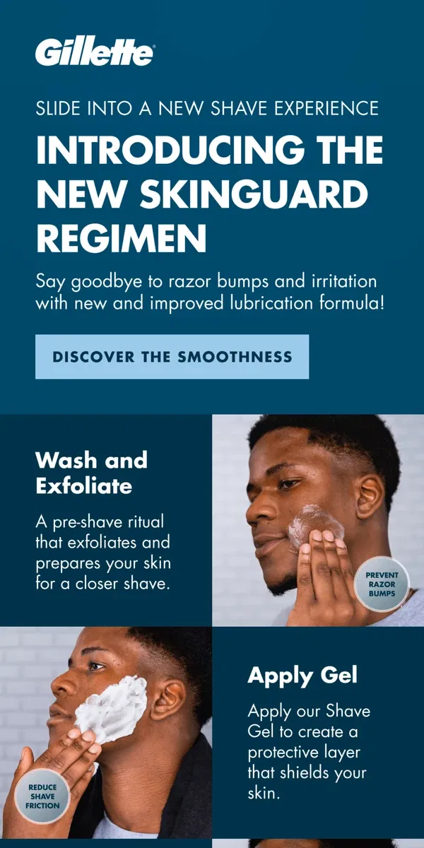 Email from Gillette. 🛡️ New & Improved SkinGuard | For a shave without bumps 🪒