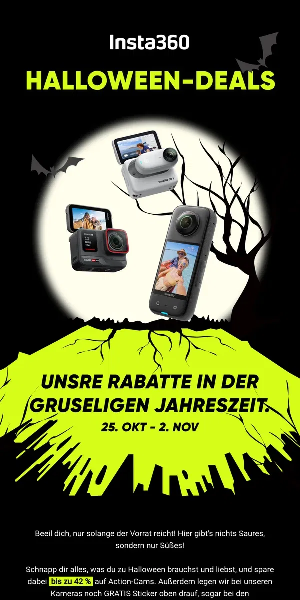 Email from Insta360. Diese Deals sind schaurig schön