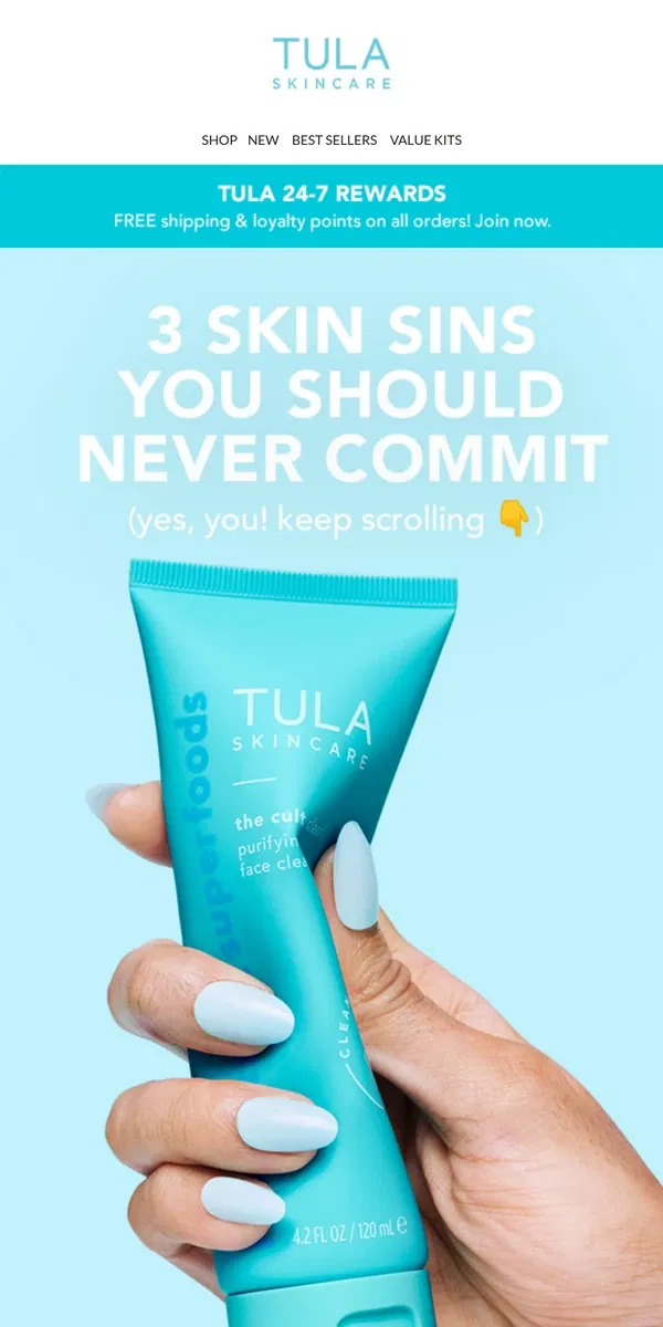 Email from TULA Skincare. “This is my holy grail.”