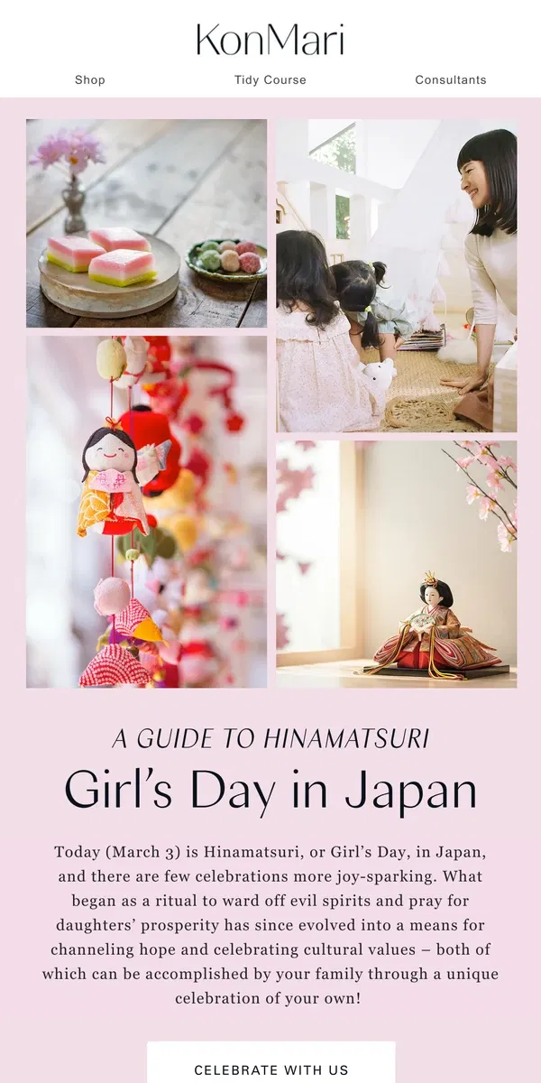 Email from KonMari. Today is Girl’s Day in Japan