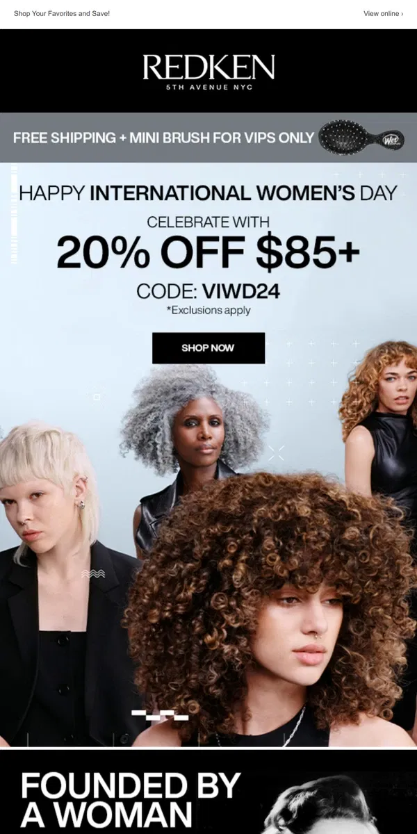 Email from Redken. HEY VIP: Save 20% off PLUS Exclusive offer