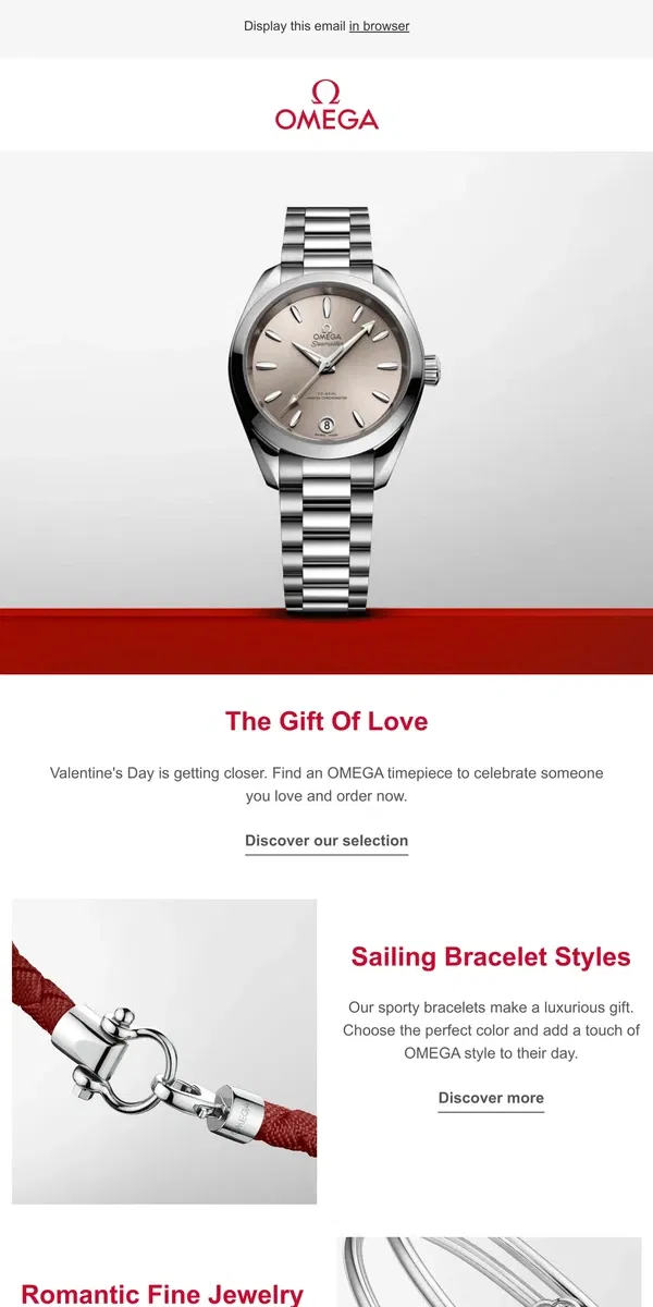 Email from OMEGA. Your Reminder for Valentine's Day