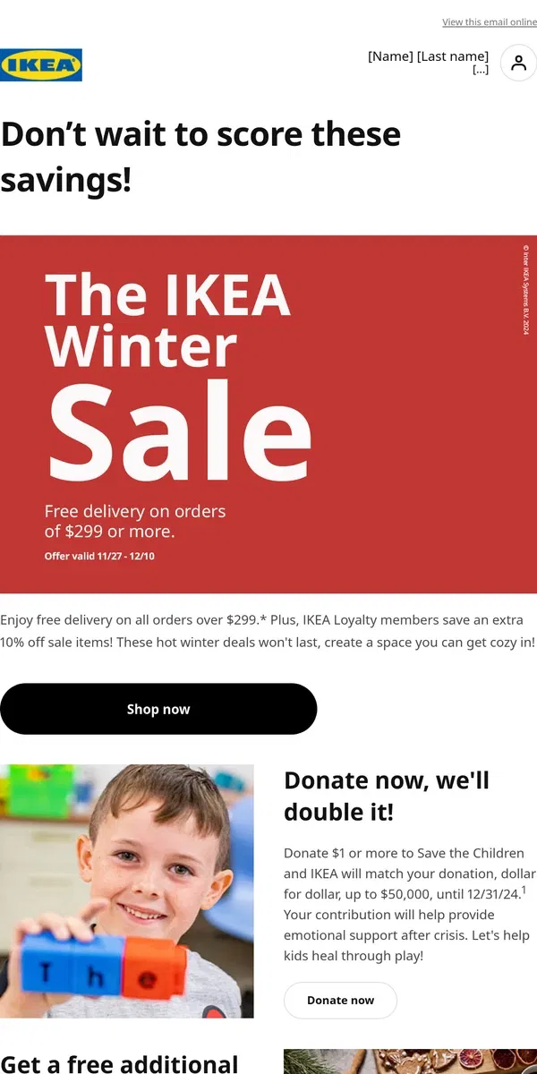 Email from IKEA. 🎉 BLACK FRIDAY DEALS ARE HERE 🎉