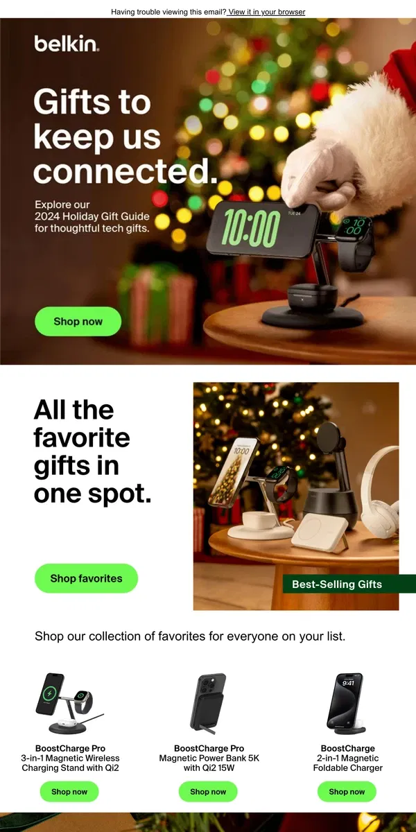 Email from Belkin. Holiday Hero Alert: Gift them Top-Selling Essentials