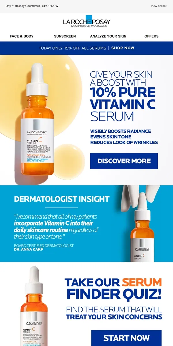 Email from La Roche-Posay. SAVE ON ALL SERUMS!