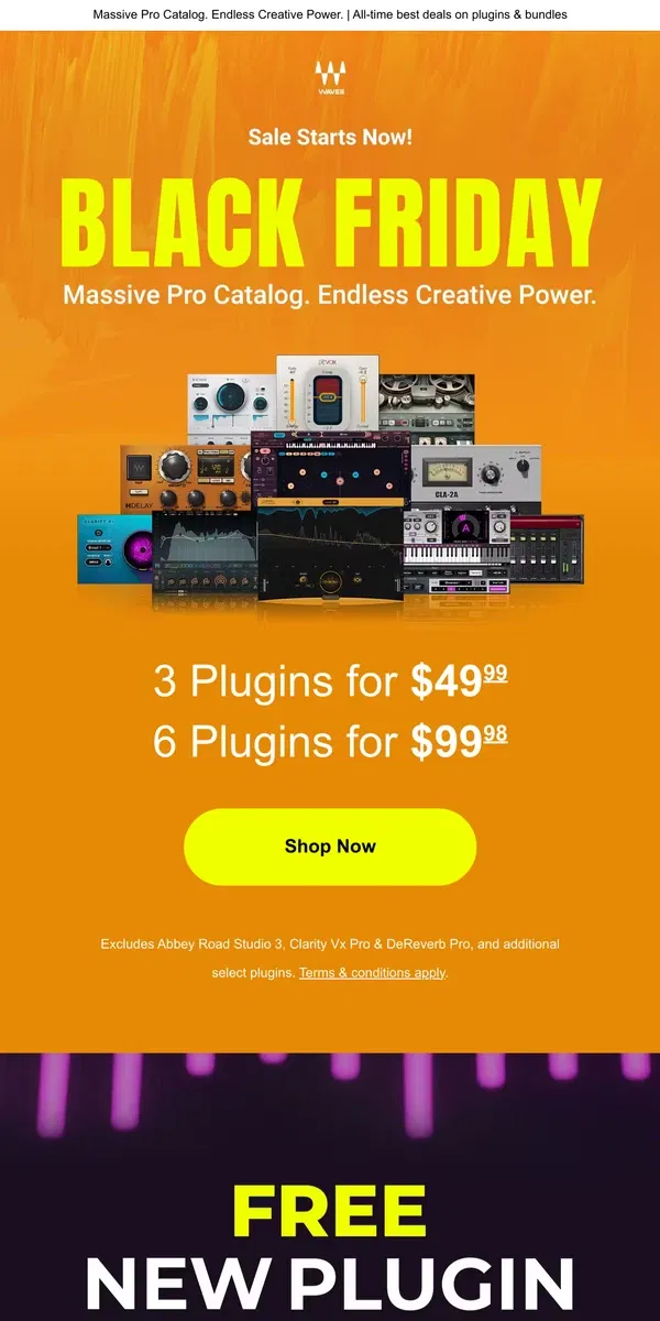 Email from Waves Audio. Black Friday Sale… is ON!