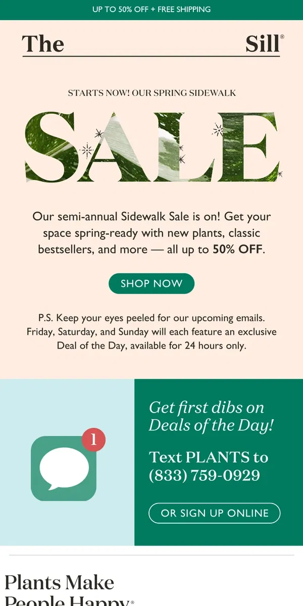 Email from The Sill. Up to 50% OFF