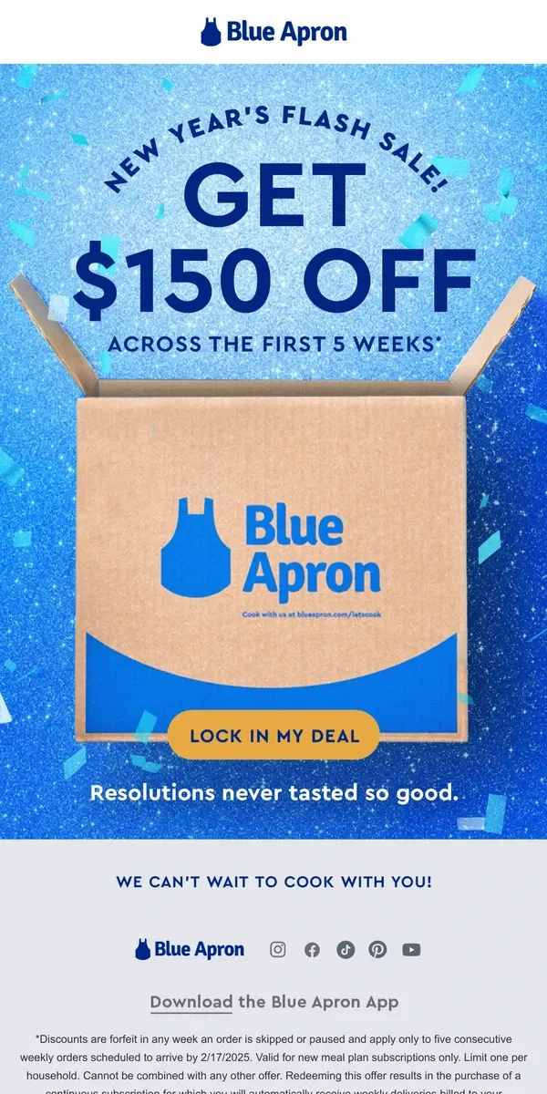 Email from Blue Apron. LAST SALE OF THE YEAR