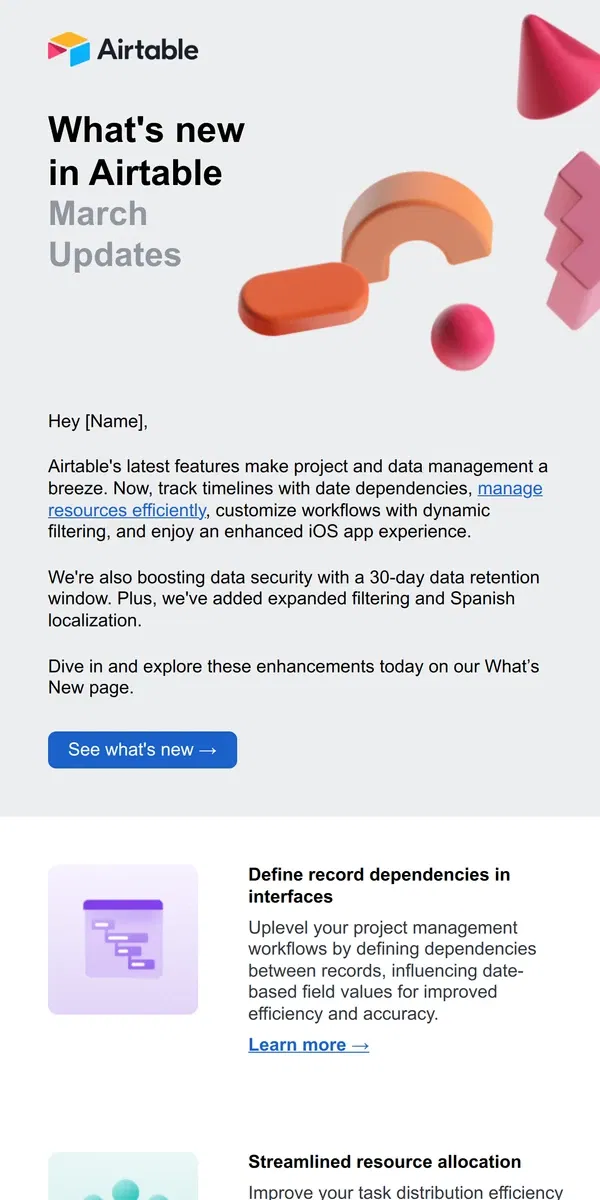 Email from Airtable. 📝Powerful features for project and data management 
