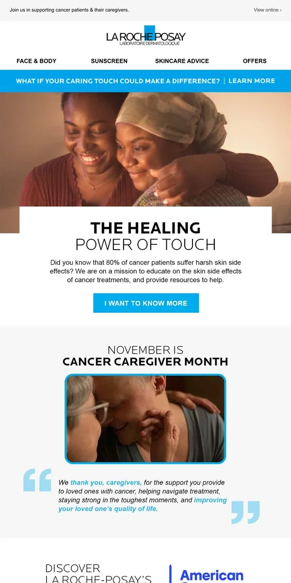 Email from La Roche-Posay. Cancer Support by La Roche-Posay