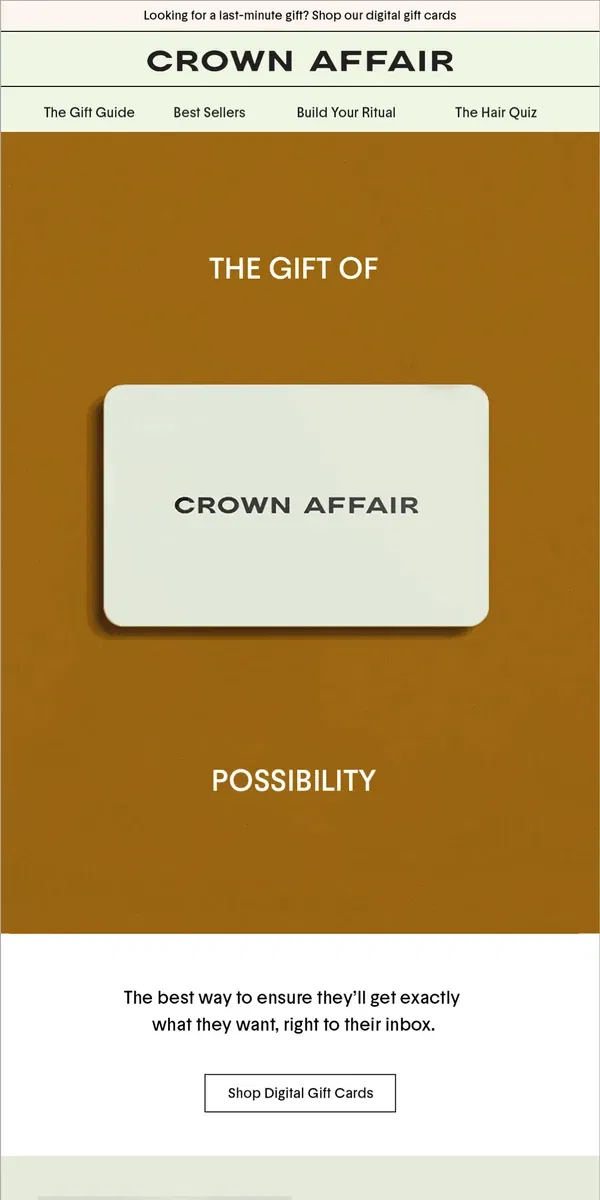 Email from Crowns Affair. Last-Minute Gifting