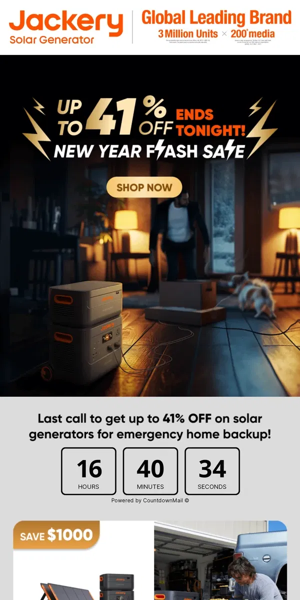 Email from Jackery. Up to 41% Off on Solar Generators!