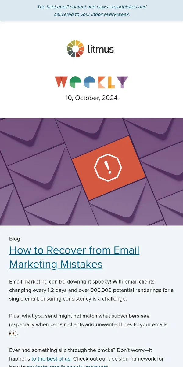 Email from Litmus. How to navigate spooky email moments, the most-used type of email, and more