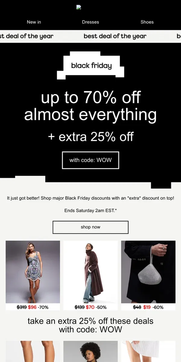 Email from ASOS. It's Black Friday: up to 70% off almost everything!