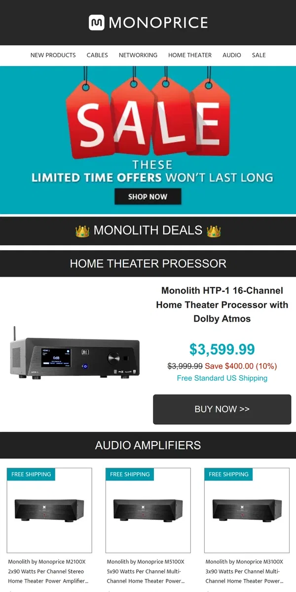 Email from Monoprice. 👑 MONOLITH SALE 👑