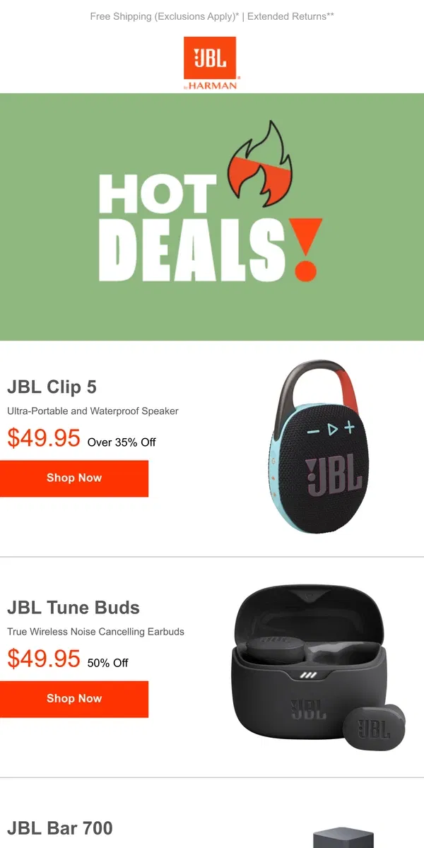 Email from JBL. NEW Deals on Bluetooth Speakers, Headphones, and More! 🔥 Don't Miss Out!