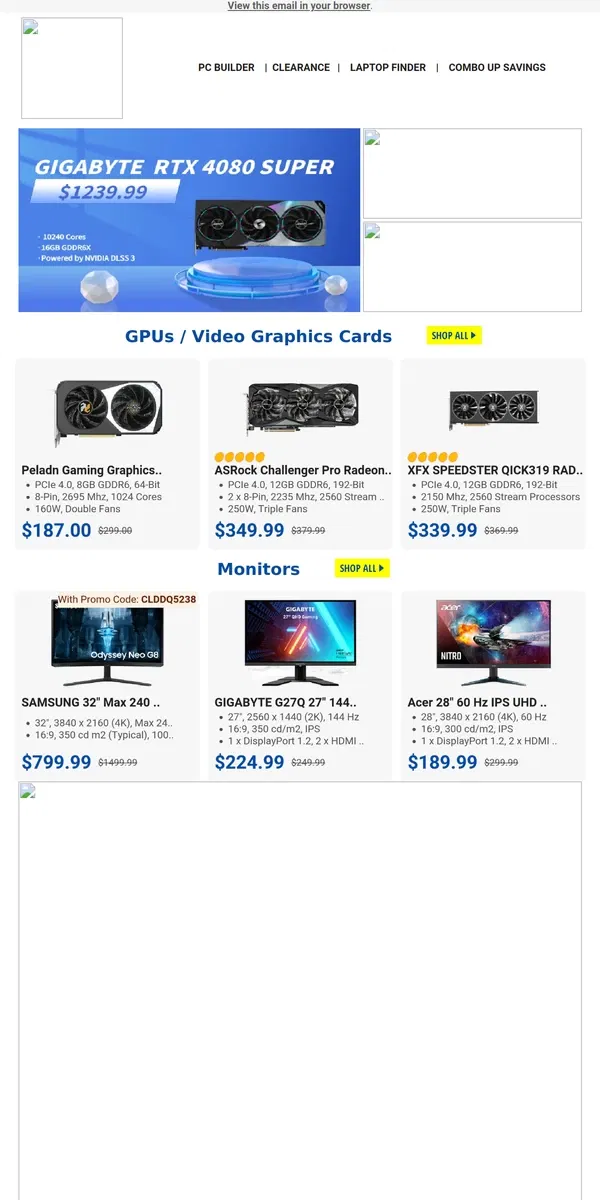 Email from Newegg. $1899.99 ABS Gaming Desktop! $144.99 Seagate Internal HDD!