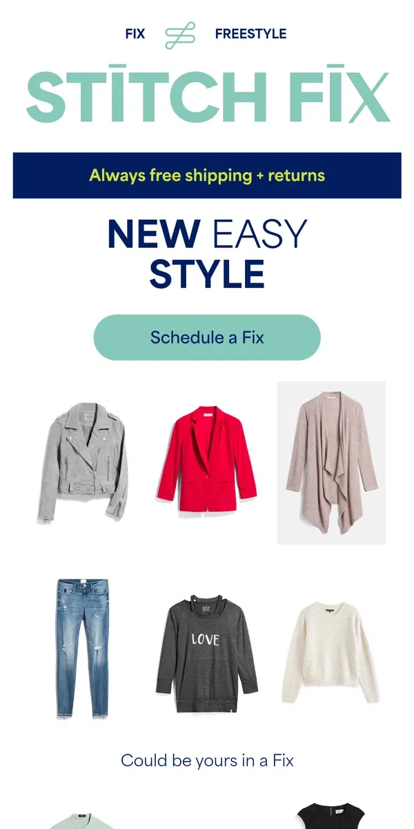 Email from Stitch Fix. Sneak peak: What's inside your next Fix?