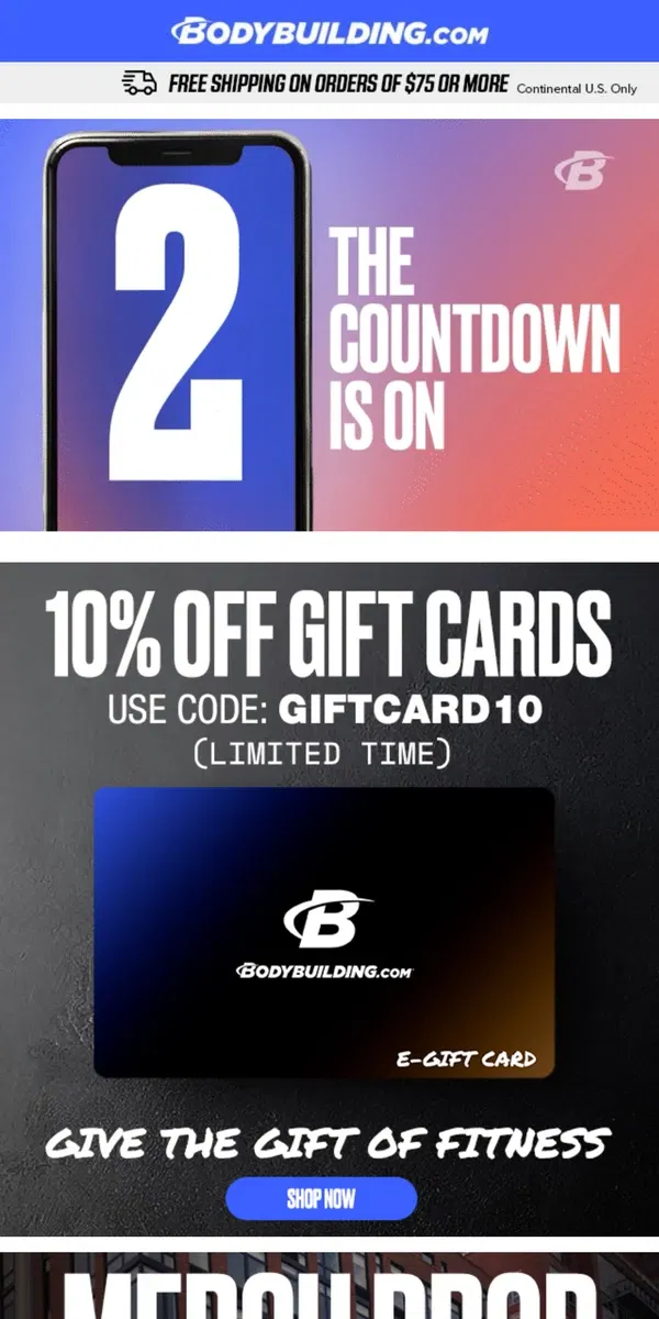 Email from Bodybuilding.com. 🎁 It’s Time to Treat Yourself – 10% Off Gift Cards Just for You!