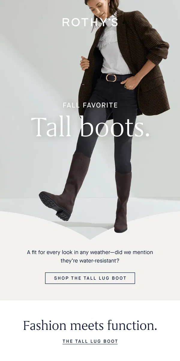 Email from Rothy's. Tall Boots are EVERYWHERE this Fall.