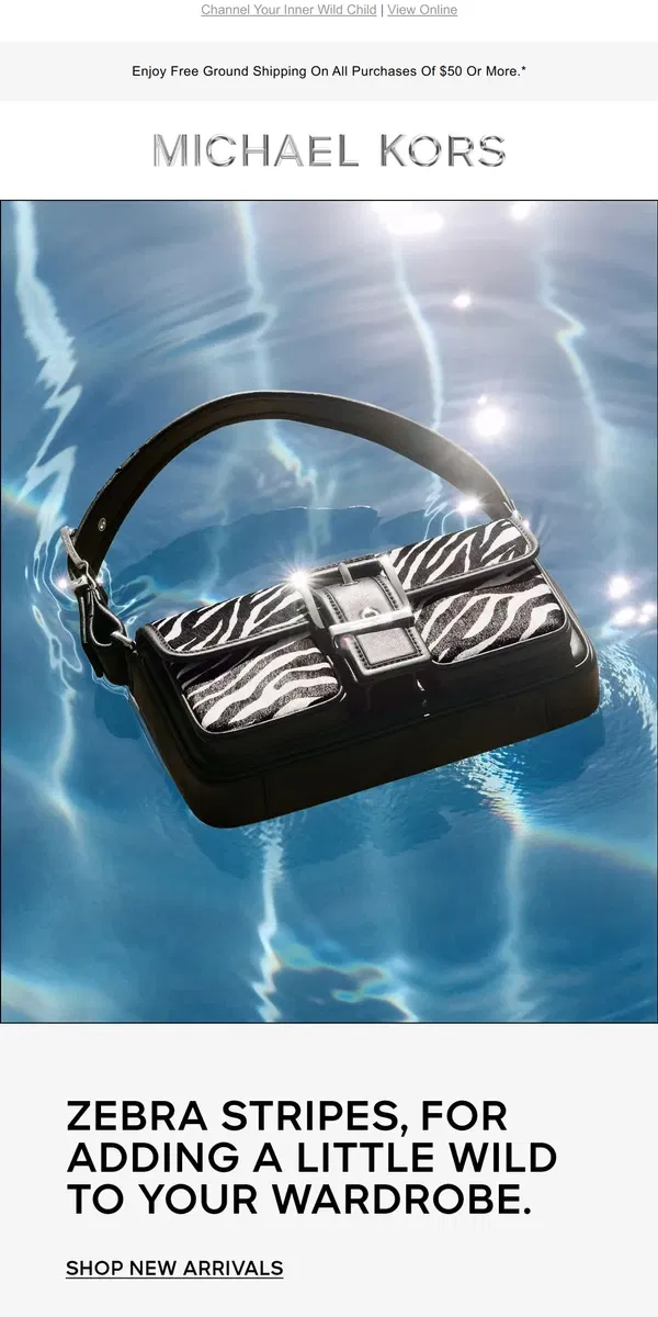 Email from Michael Kors. Zebra Is In