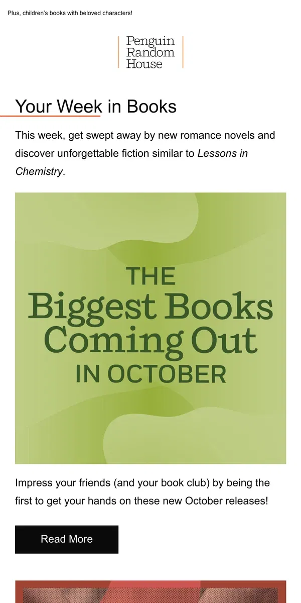 Email from Penguin Random House. Your Week in Books: New Releases in October