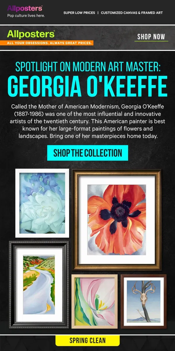 Email from AllPosters. Spotlight on Georgia O'Keeffe