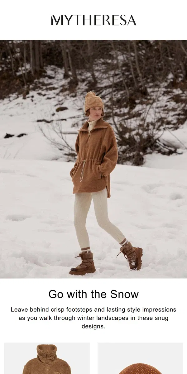 Email from Mytheresa. Warm ensembles for winter wanderings